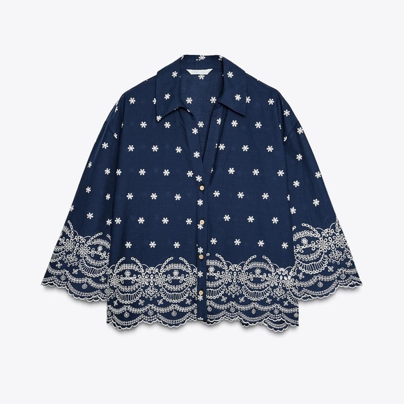 ZARA 2 PIECES EMBROIDERED SHIRT WITH EMBROIDERED CULOTTES SIZE XS - Picture 8 of 13